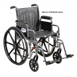 Wheelchair Std. 16  Fixed Arms w/Swingaway Footrests