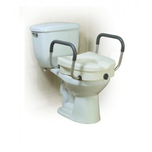 Elevated Toilet Seat w/Arms 2-in-1Locking Tool-Free Retail