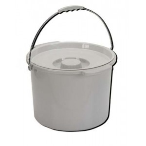 Commode Pail With Lid 12 Quart  Gray