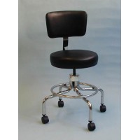 Classic Doctors Stool W/ Back W/ Foot Ring & Casters