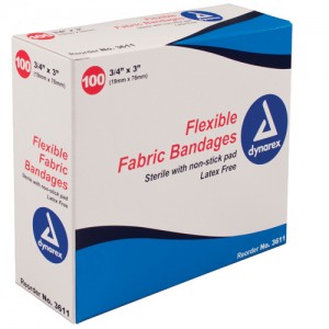 Flexible Fabric Adh Bandages Wing 3  x 3   Bx/50