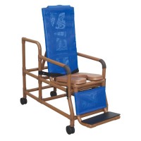 Shower Chair  Reclining  Tilt-N-Space  Wood Tone w/Pail