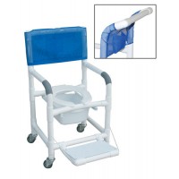Shower Chair PVC Dlxe Drop Arm w/Folding Footrest & Sq. Pail