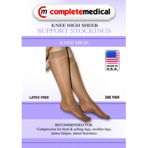 Ladies' Sheer Mild Support  Md 15-20 mmHg  Knee Highs  Beige
